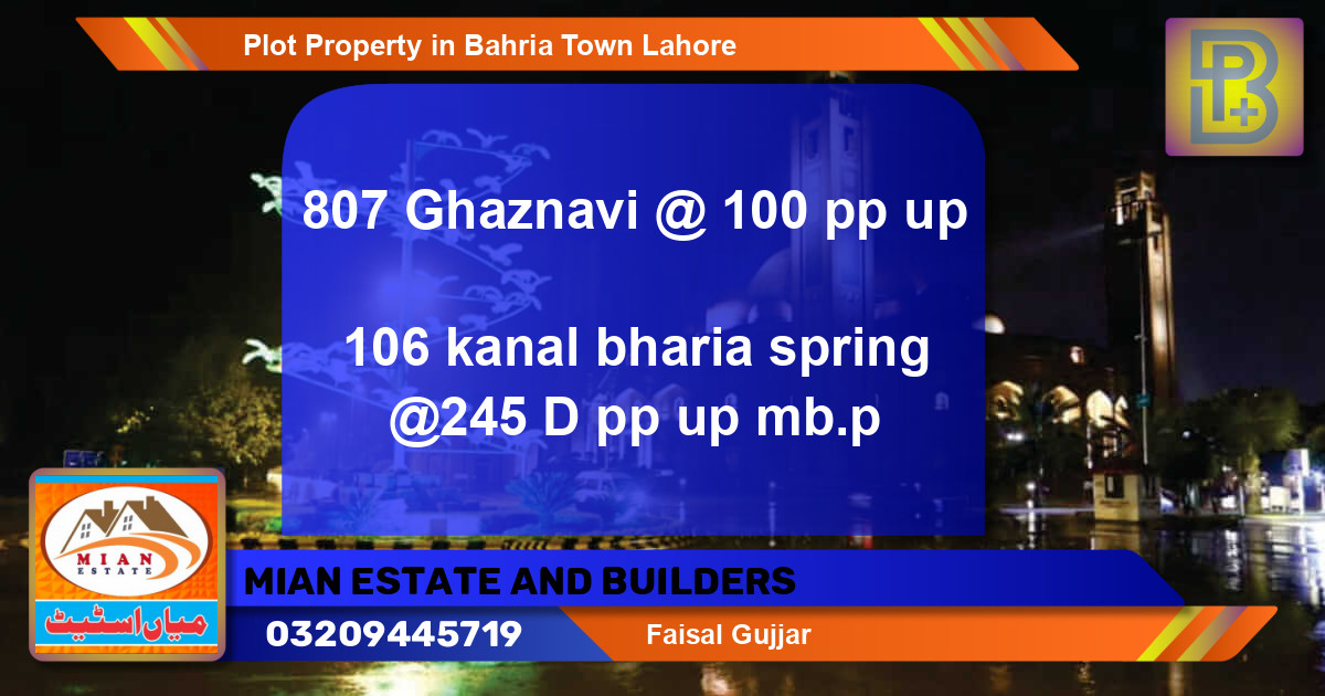 Residential Plot for Sale in Bahria Town, Lahore - (BP-73406)