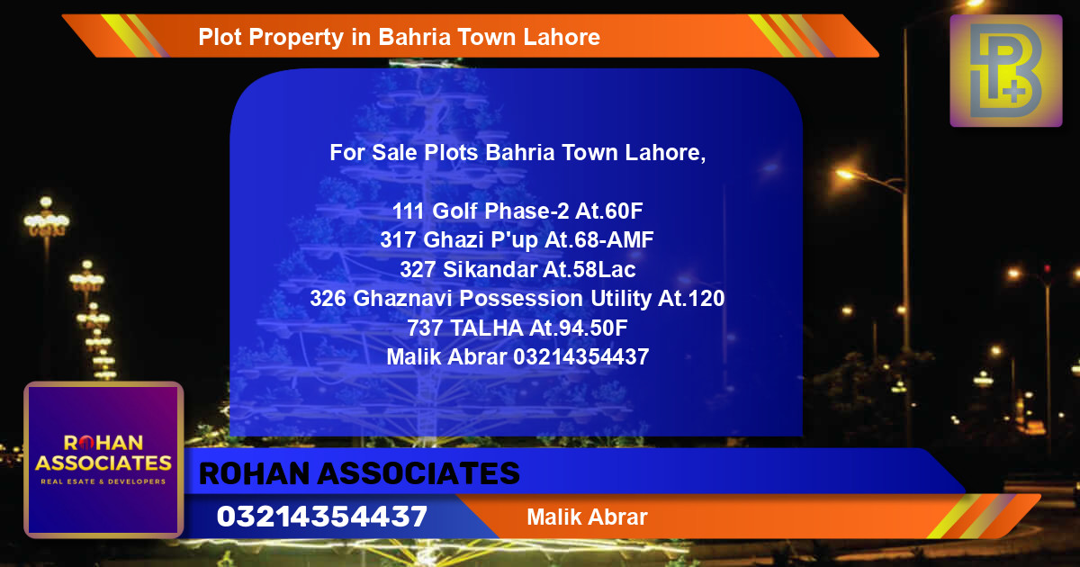 Residential Plot for Sale in Bahria Town, Lahore - (BP-73415)