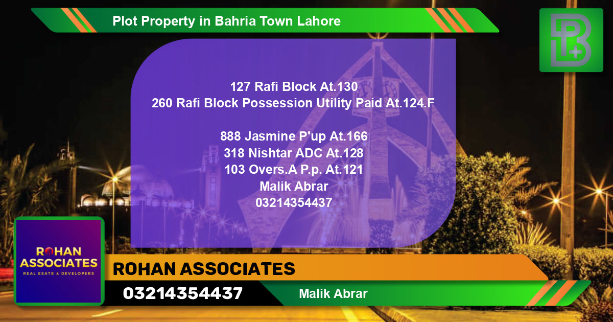 Residential Plot for Sale in Bahria Town, Lahore - (BP-73416)
