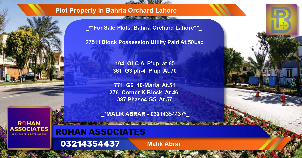 Residential Plot for Sale in Bahria Orchard, Lahore - (BP-73418)