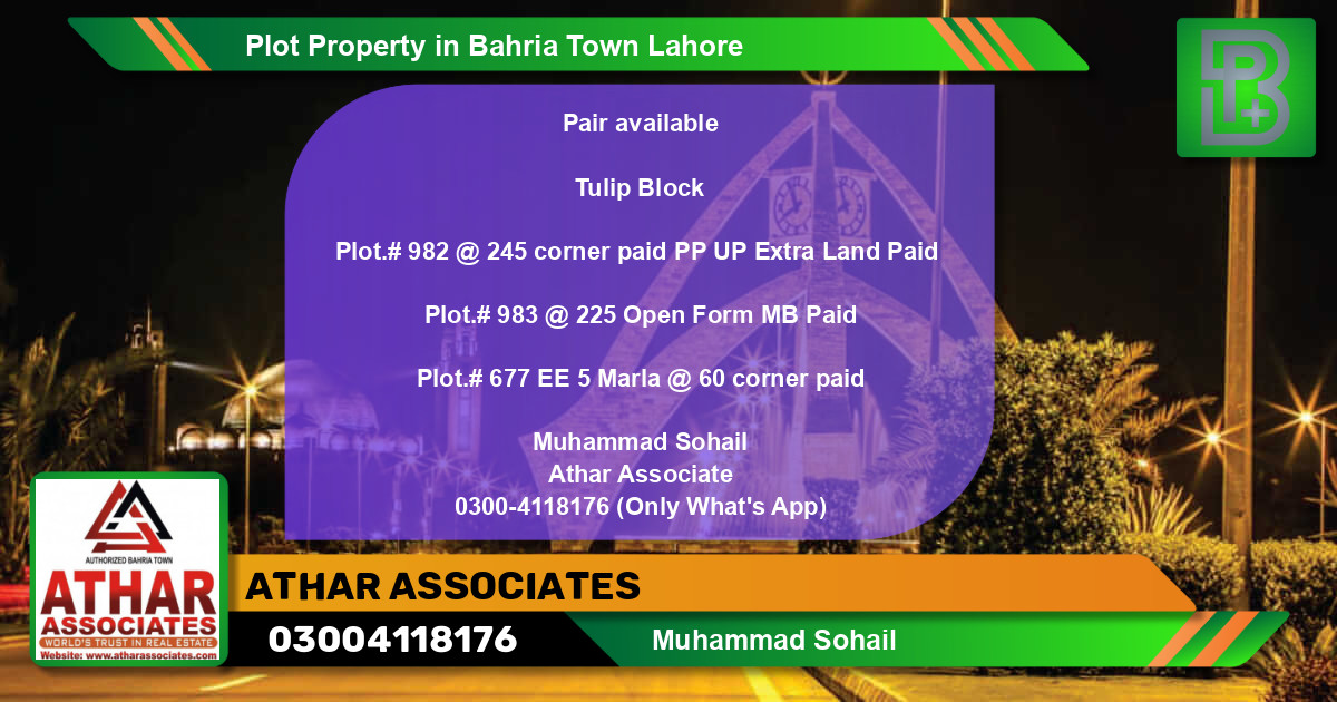 Residential Plot for Sale in Bahria Town, Lahore - (BP-73430)