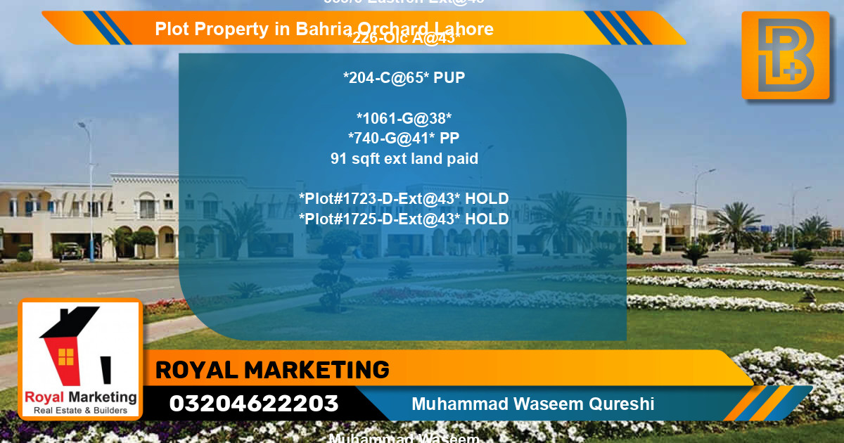 Residential Plot for Sale in Bahria Orchard, Lahore - (BP-73444)
