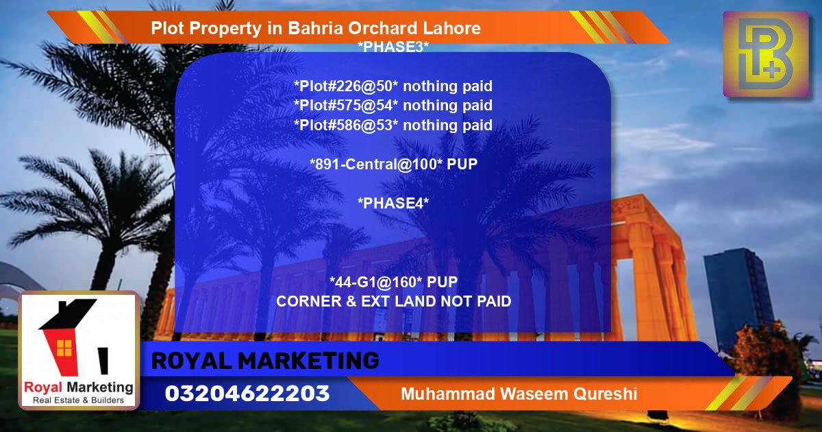 Residential Plot for Sale in Bahria Orchard, Lahore - (BP-73445)