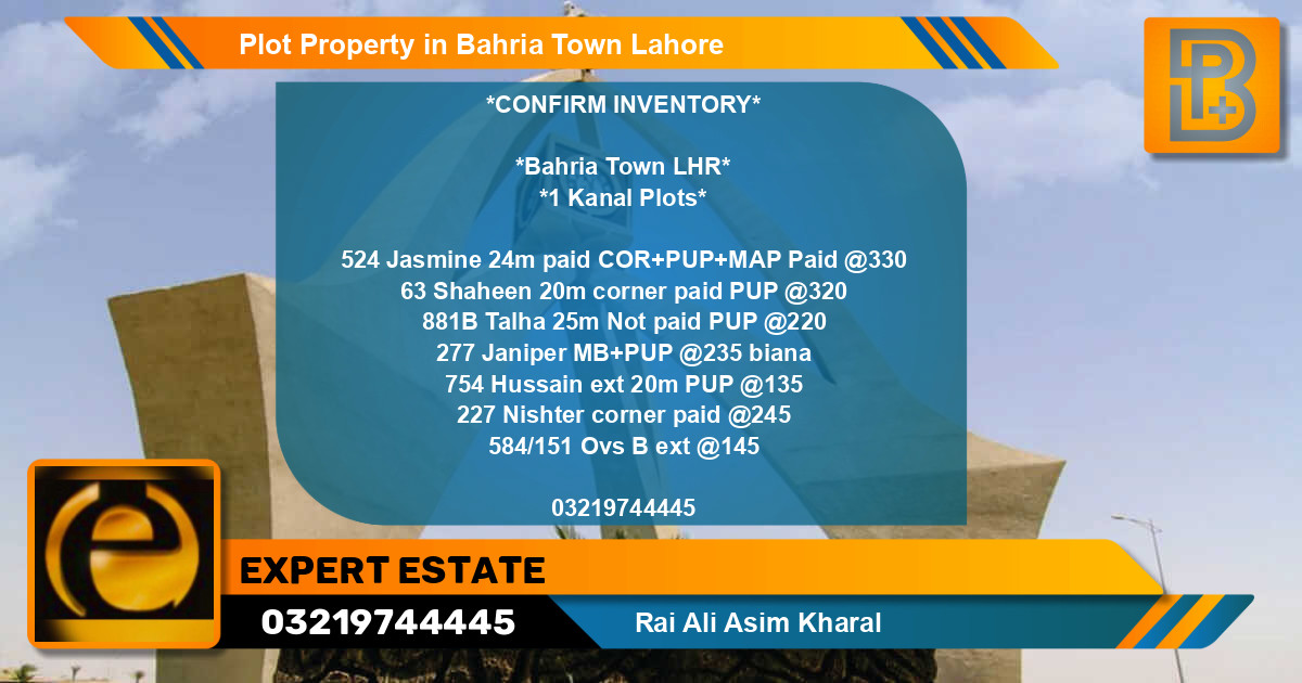 Residential Plot for Sale in Bahria Town, Lahore - (BP-73448)