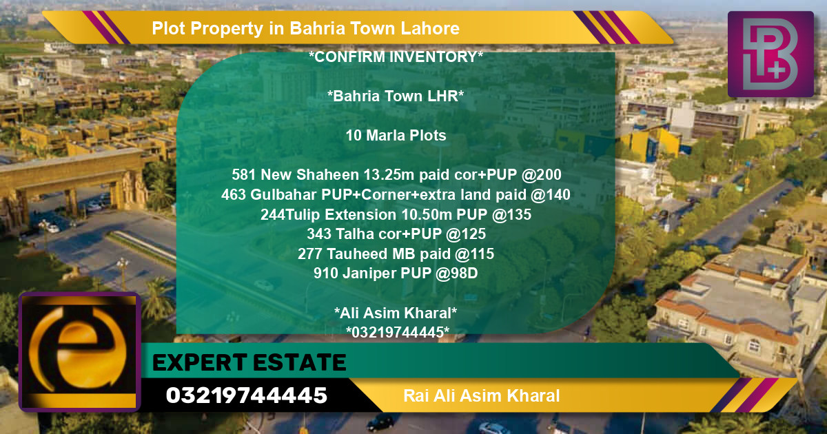 Residential Plot for Sale in Bahria Town, Lahore - (BP-73449)