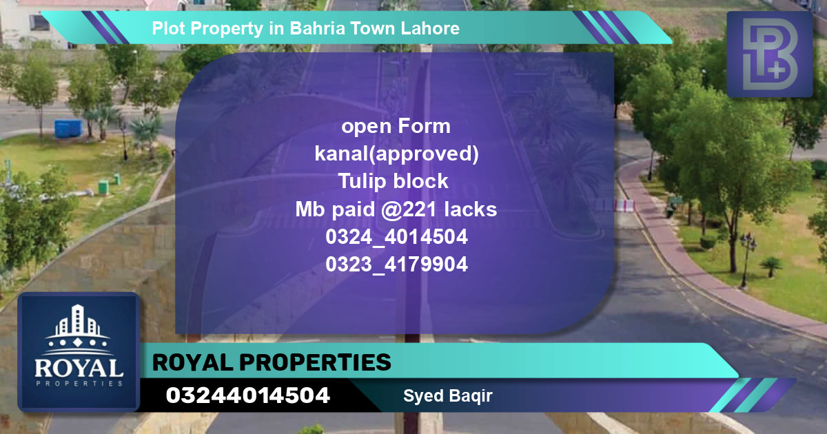 Residential Plot for Sale in Bahria Town, Lahore - (BP-73456)