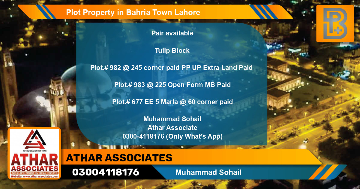 Residential Plot for Sale in Bahria Town, Lahore - (BP-73467)