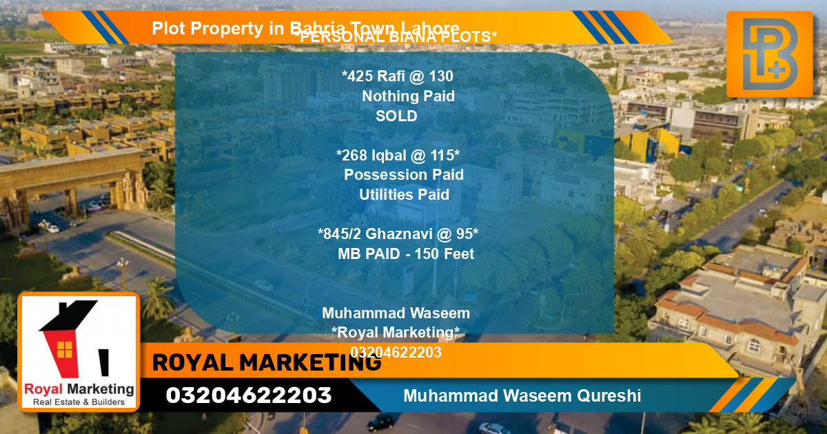 Residential Plot for Sale in Bahria Town, Lahore - (BP-73478)