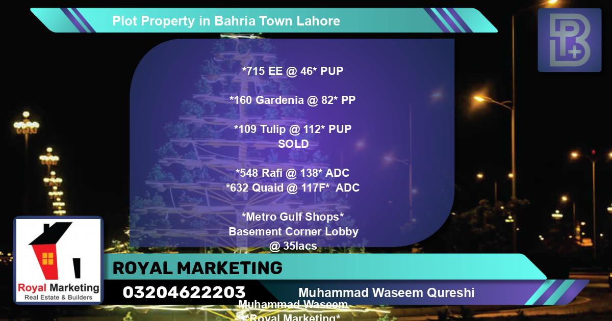 Residential Plot for Sale in Bahria Town, Lahore - (BP-73484)