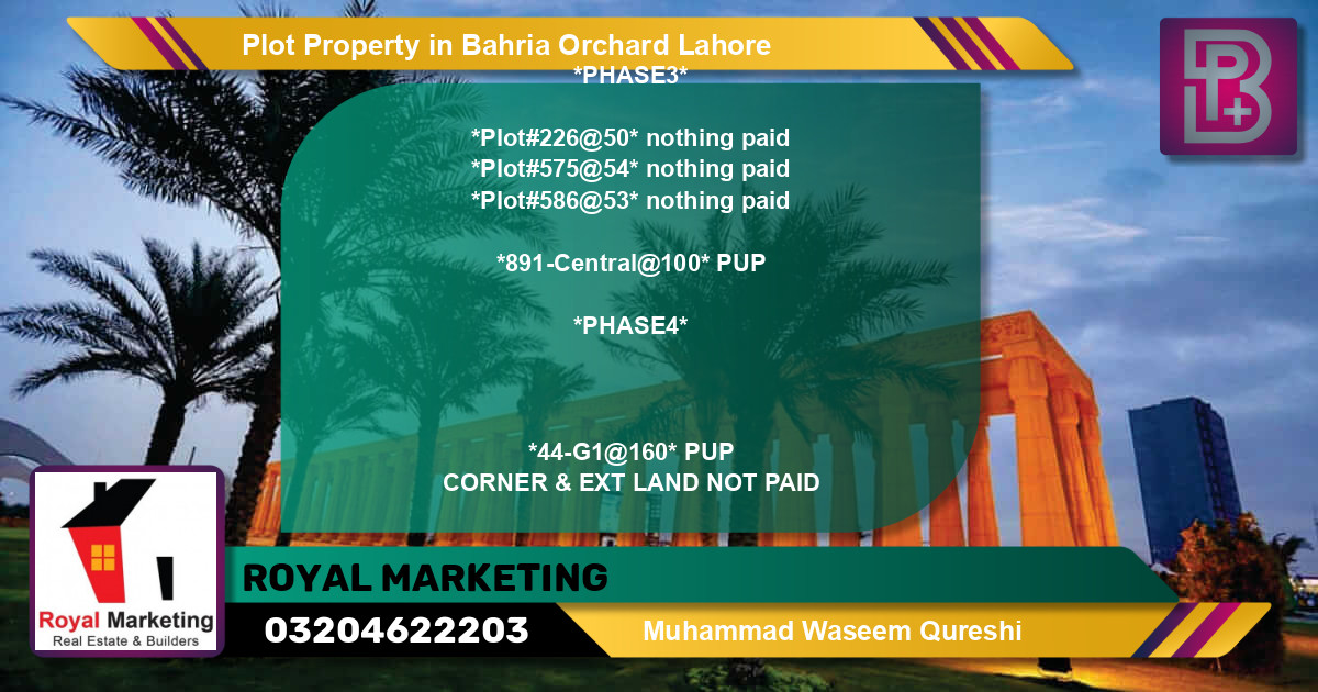 Residential Plot for Sale in Bahria Orchard, Lahore - (BP-73488)