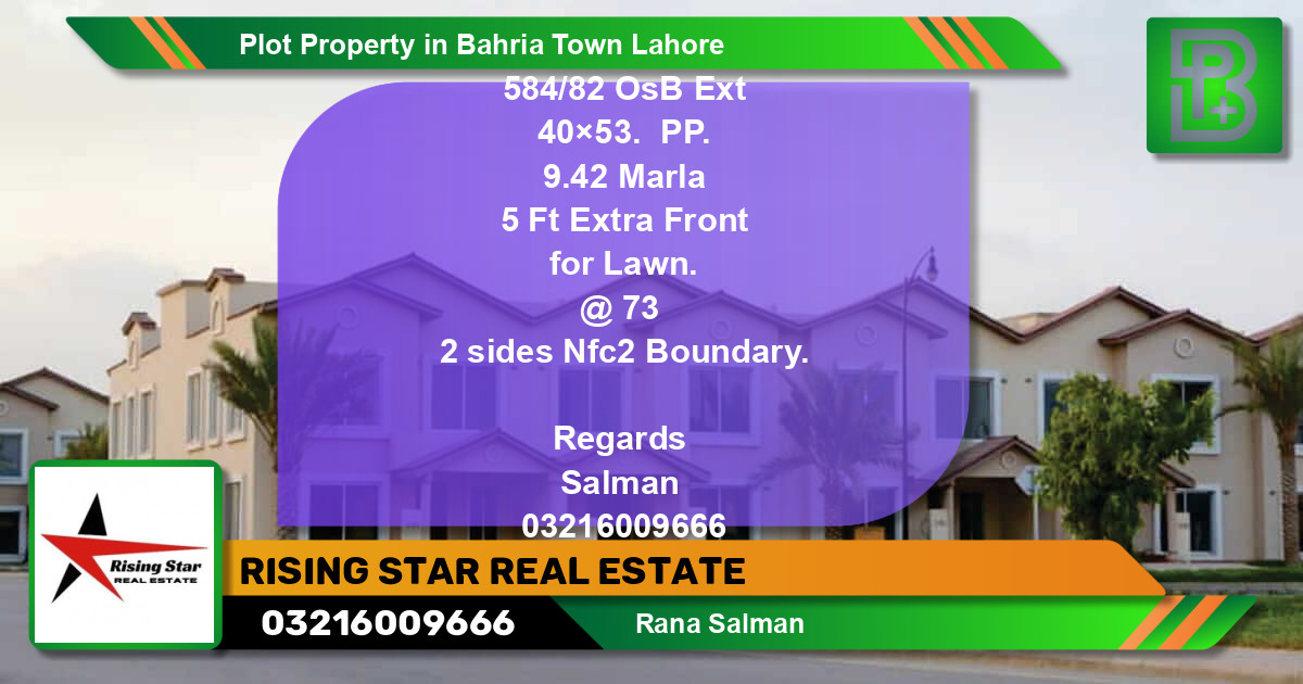 Residential Plot for Sale in Bahria Town, Lahore - (BP-73500)
