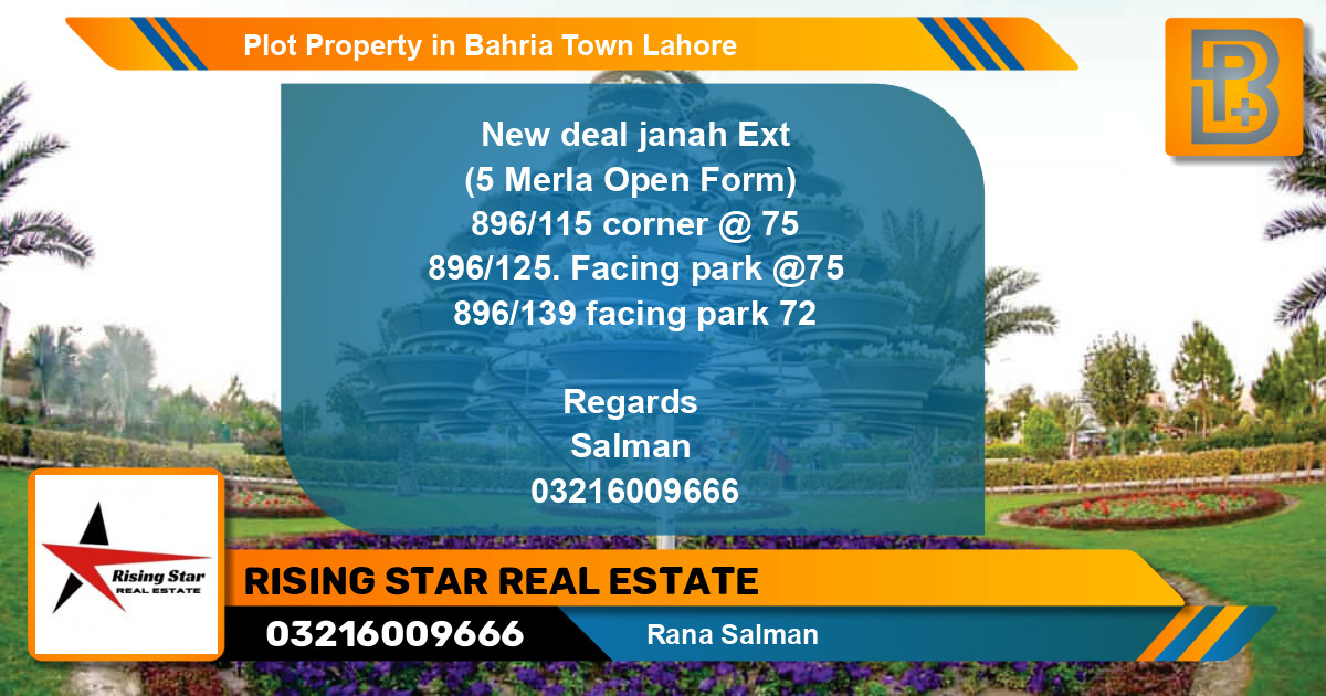 Residential Plot for Sale in Bahria Town, Lahore - (BP-73502)