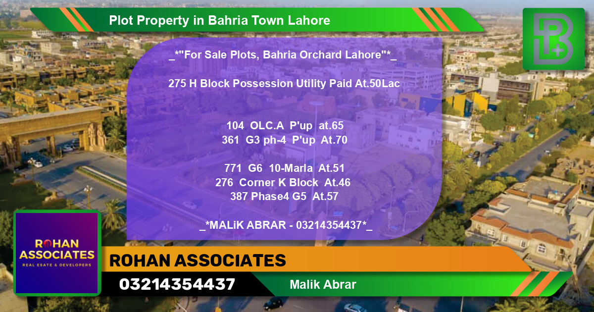 Residential Plot for Sale in Bahria Town, Lahore - (BP-73505)