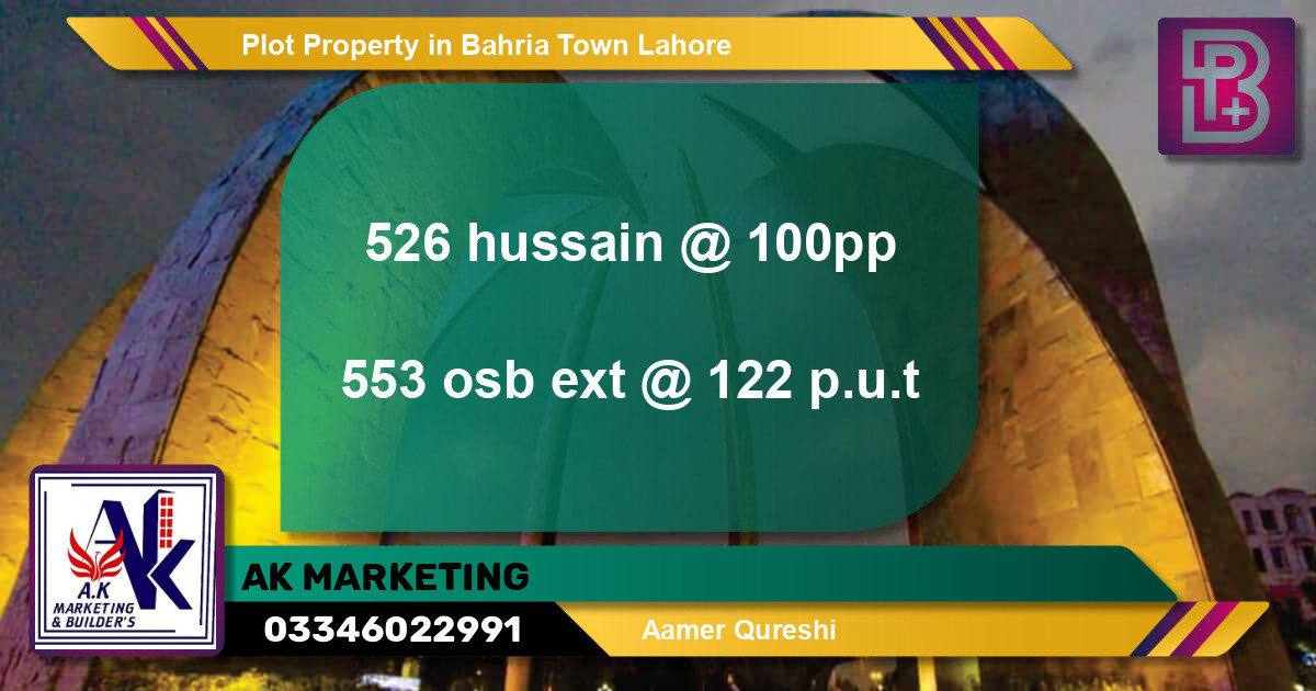 Residential Plot for Sale in Bahria Town, Lahore - (BP-73516)