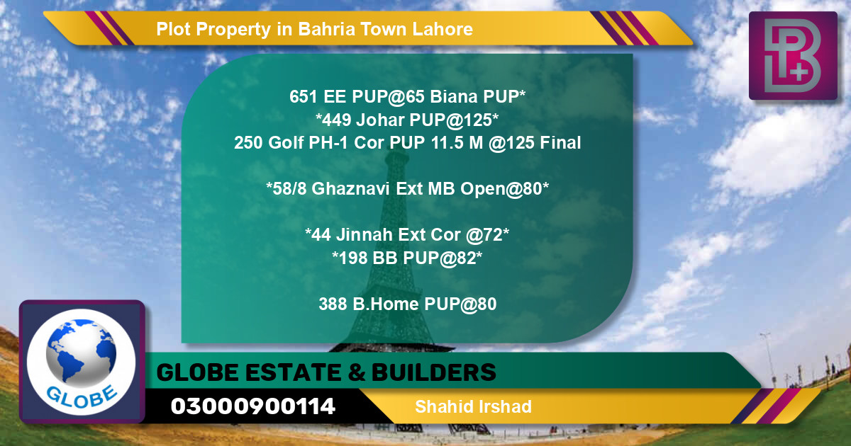 Residential Plot for Sale in Bahria Town, Lahore - (BP-73579)