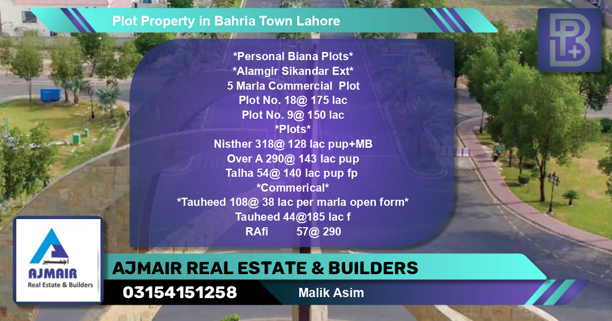 Commercial Plot for Sale in Bahria Town, Lahore - (BP-73581)