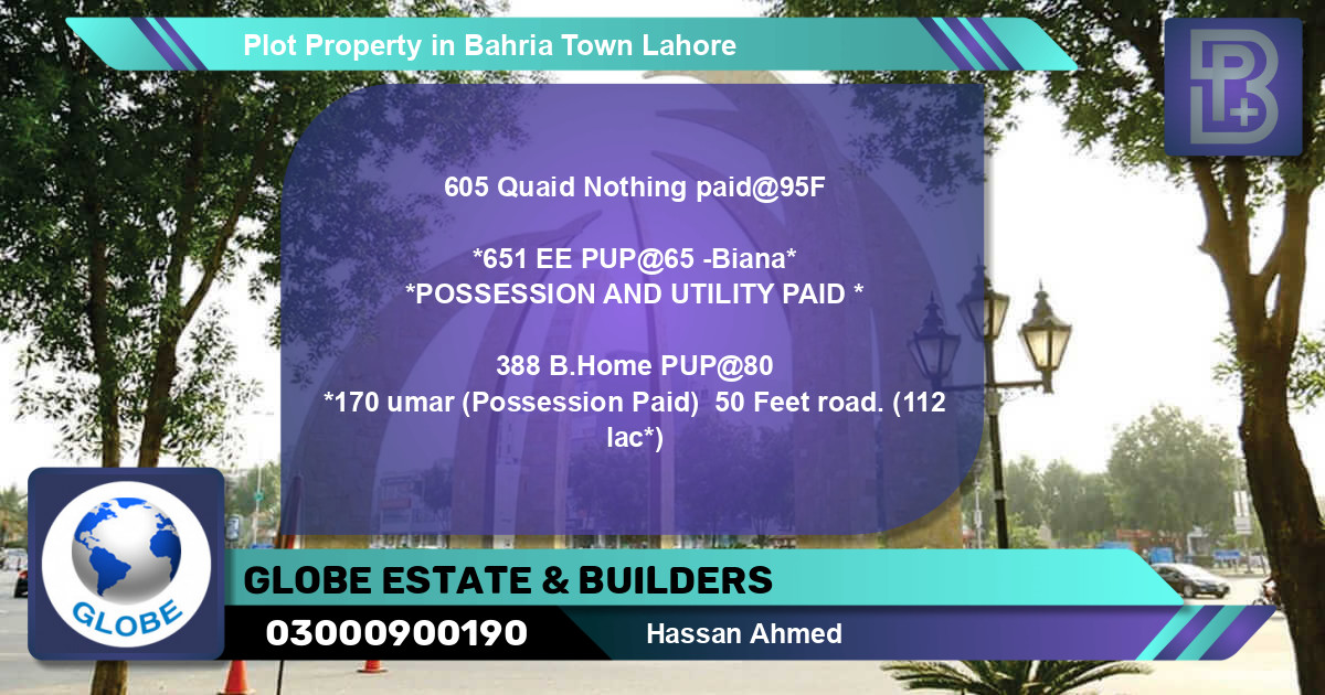 Residential Plot for Sale in Bahria Town, Lahore - (BP-73588)