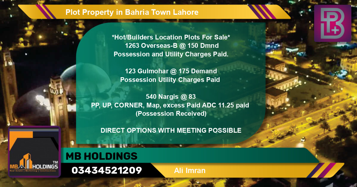 Residential Plot for Sale in Bahria Town, Lahore - (BP-73590)