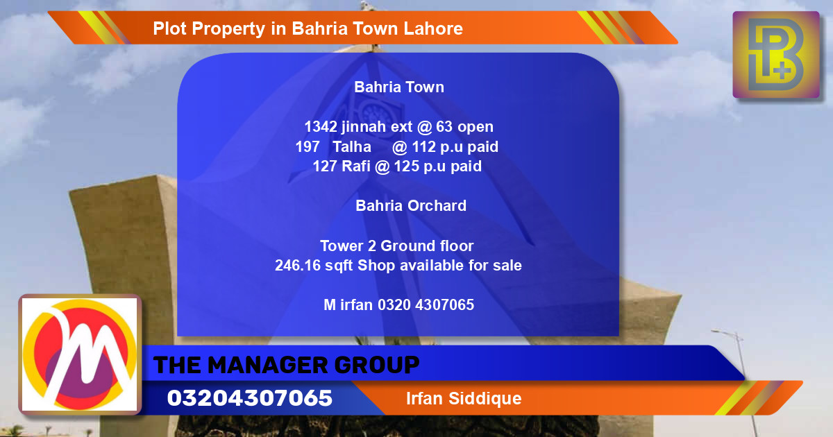 Residential Plot for Sale in Bahria Town, Lahore - (BP-73591)