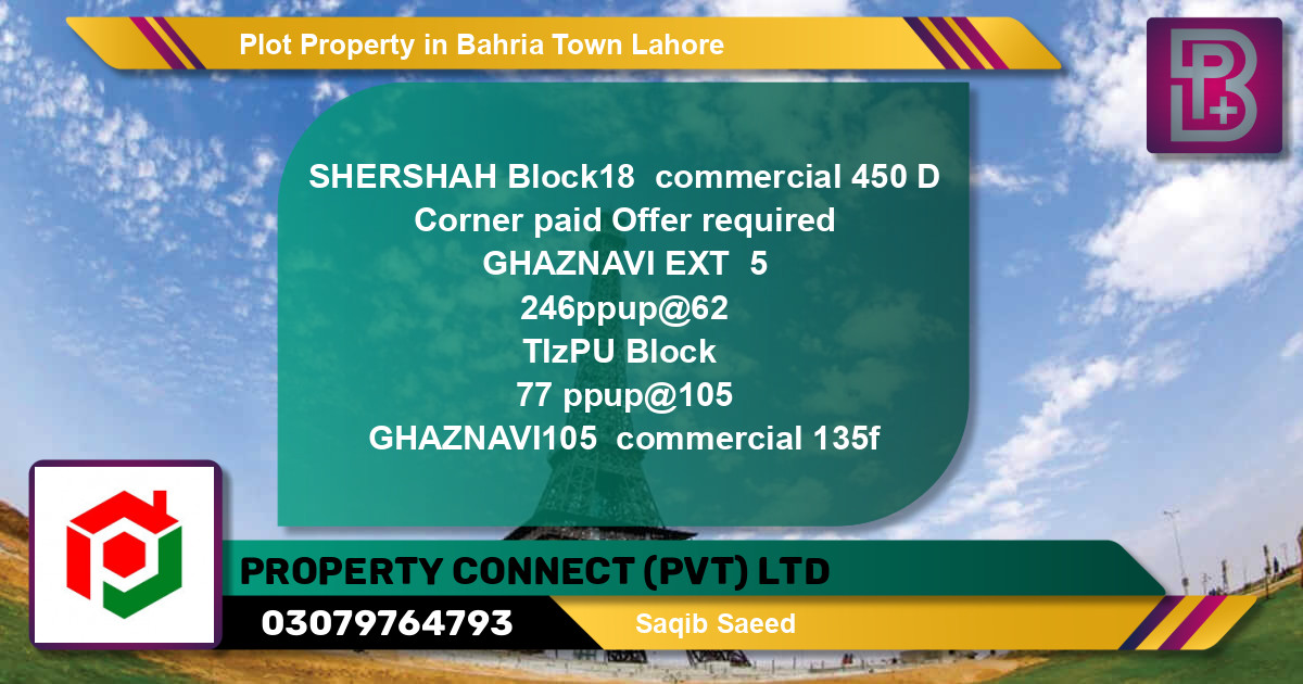 Commercial Plot for Sale in Bahria Town, Lahore - (BP-73602)