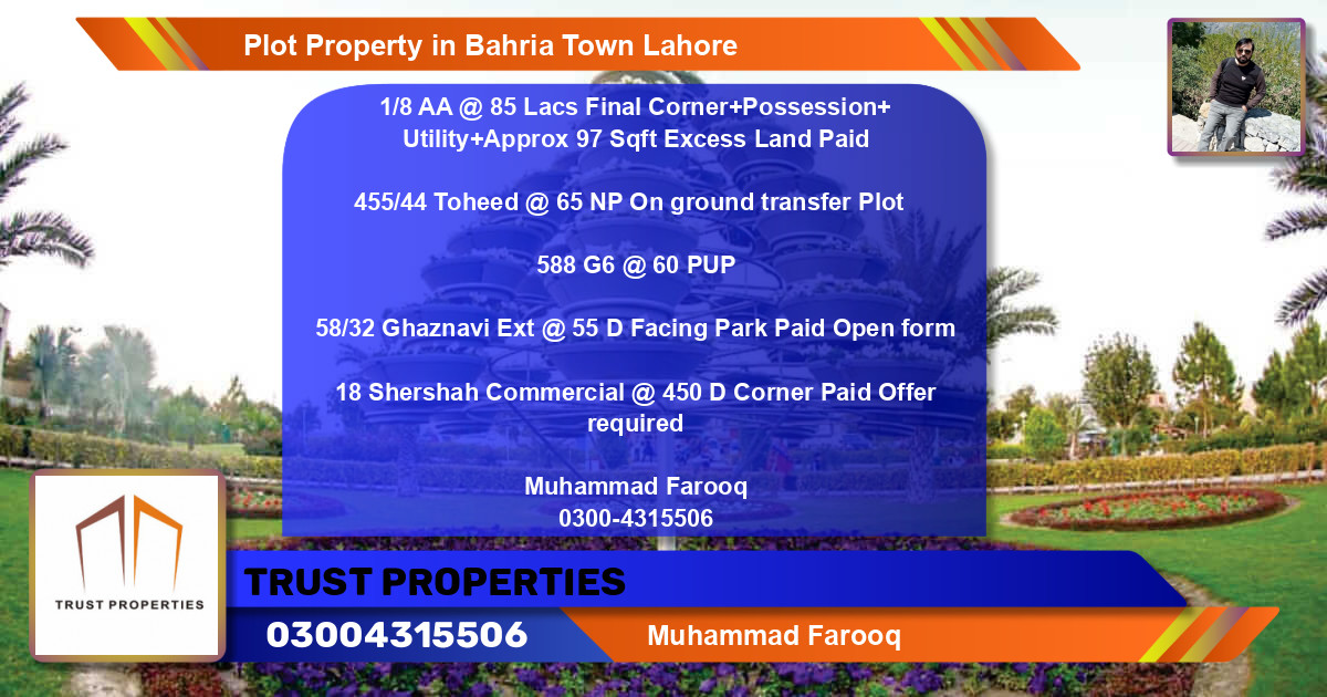 Commercial Plot for Sale in Bahria Town, Lahore - (BP-73606)
