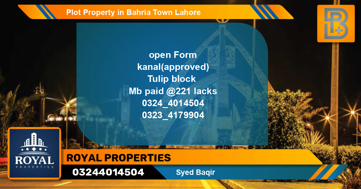 Residential Plot for Sale in Bahria Town, Lahore - (BP-73612)