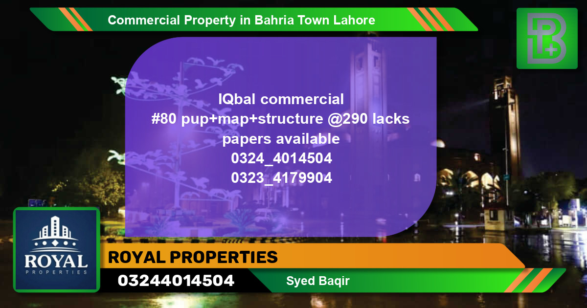 Commercial Property for Sale in Bahria Town, Lahore - (BP-73619)