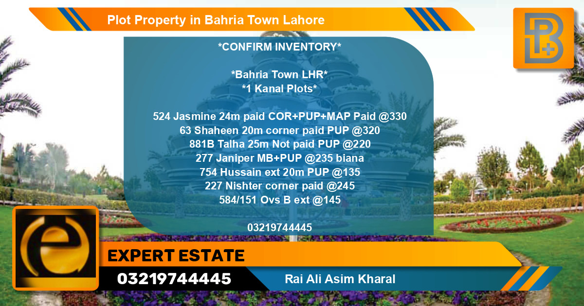 Residential Plot for Sale in Bahria Town, Lahore - (BP-73624)