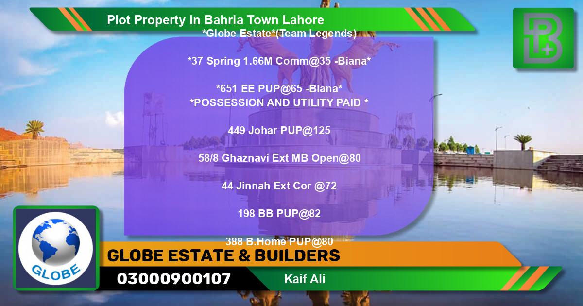 Residential Plot for Sale in Bahria Town, Lahore - (BP-73642)