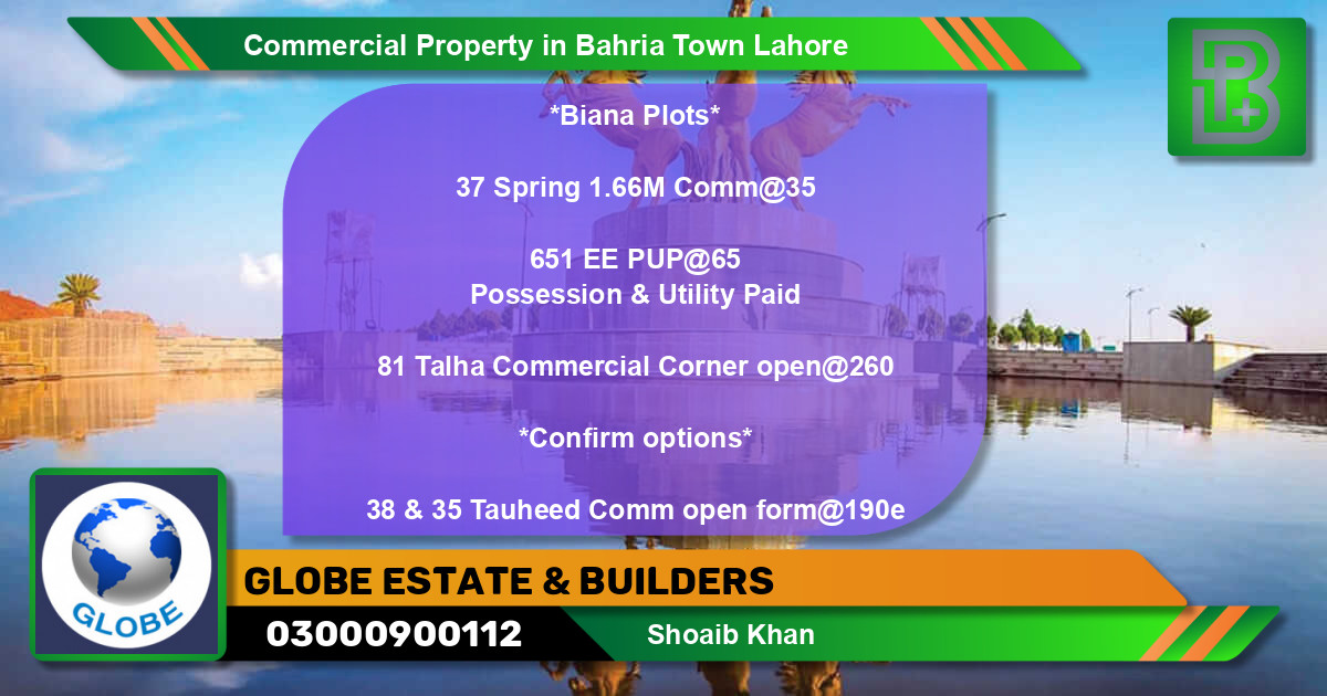 Commercial Property for Sale in Bahria Town, Lahore - (BP-73705)