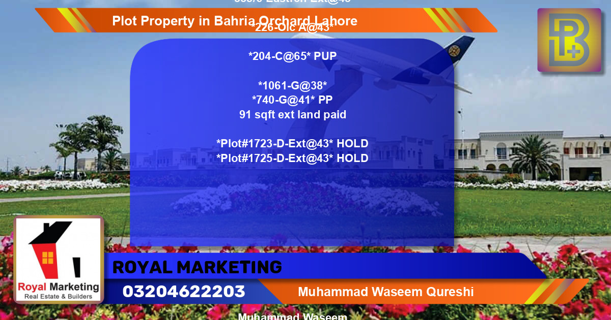 Residential Plot for Sale in Bahria Orchard, Lahore - (BP-73788)