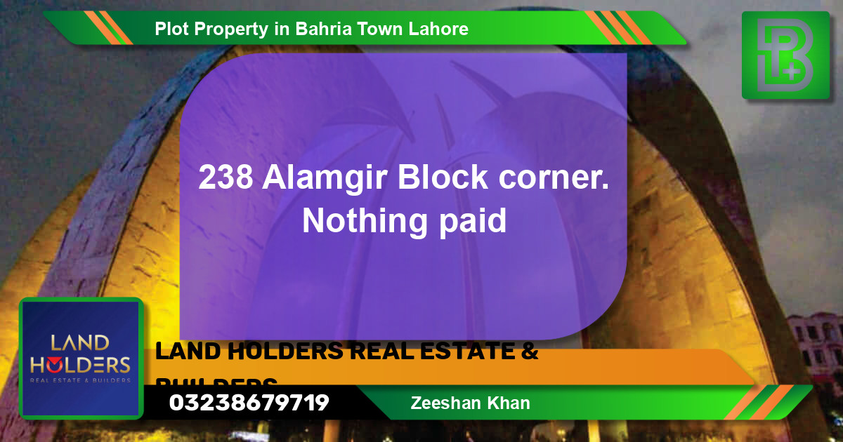 Residential Plot for Sale in Sector F - Alamgir Block -  Bahria Town, Lahore - (BP-73820)