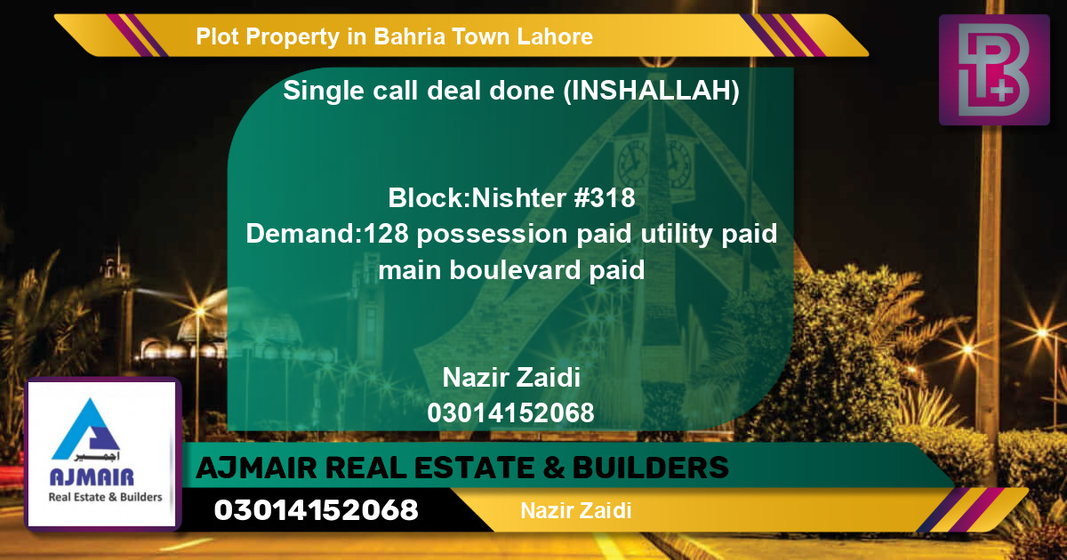 Residential Plot for Sale in Bahria Town, Lahore - (BP-73857)