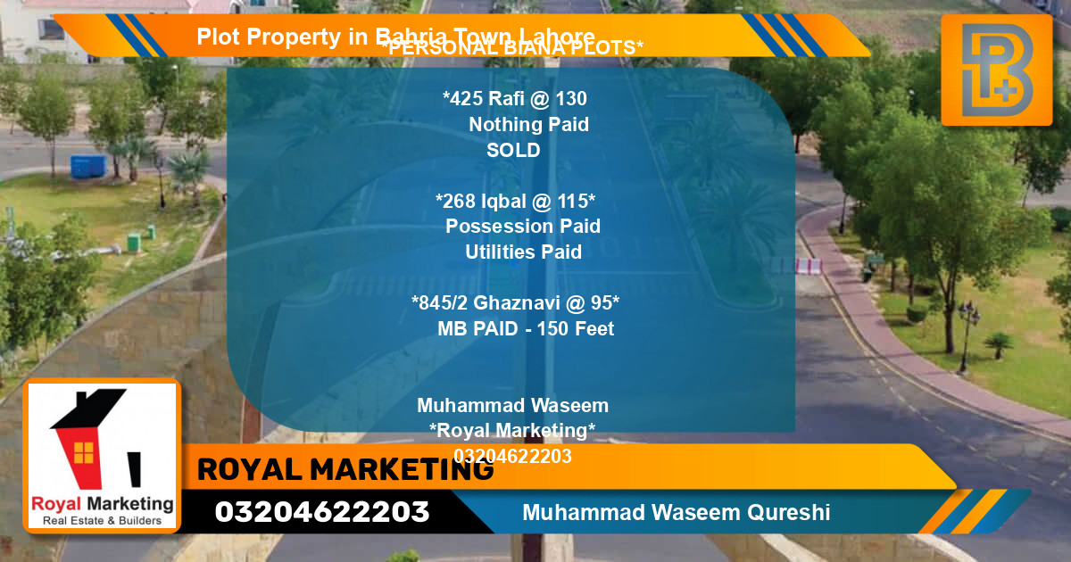 Residential Plot for Sale in Bahria Town, Lahore - (BP-73858)