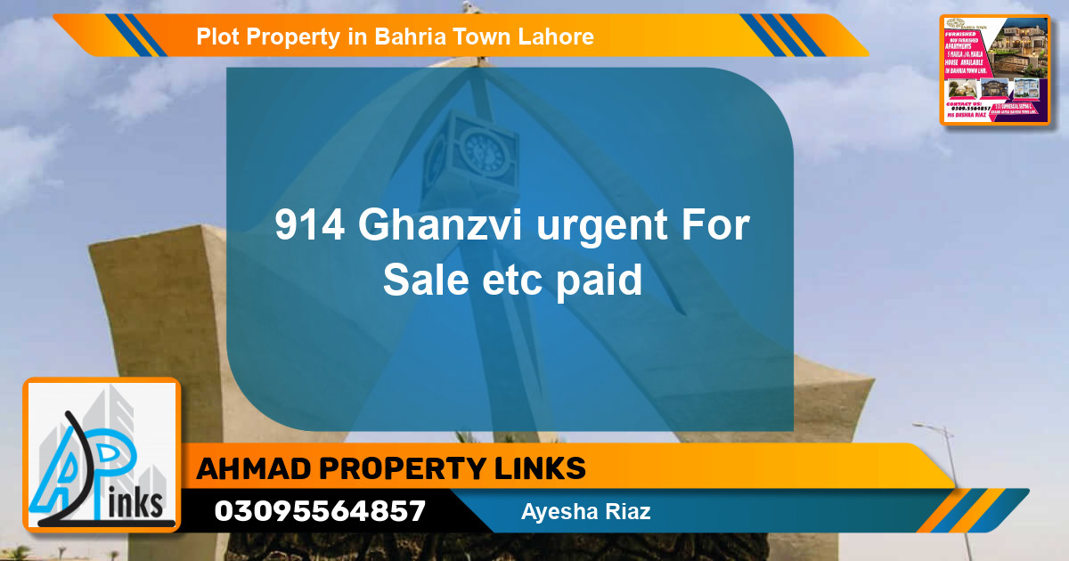 Residential Plot for Sale in Bahria Town, Lahore - (BP-73864)