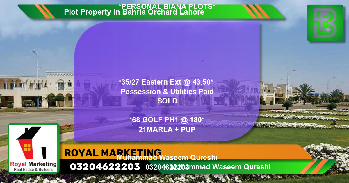 Residential Plot for Sale in Bahria Orchard, Lahore - (BP-73865)