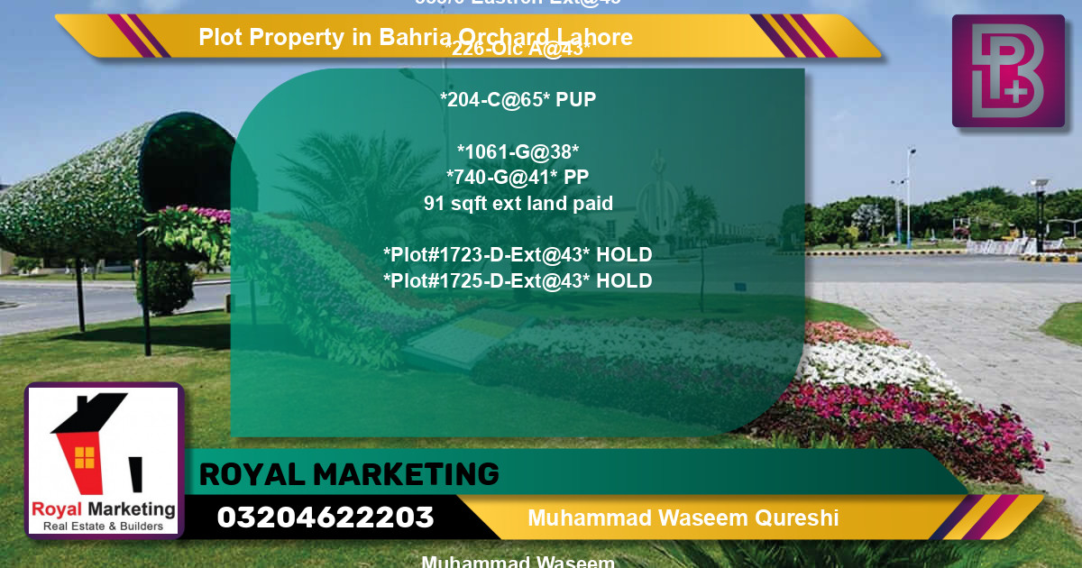 Residential Plot for Sale in Bahria Orchard, Lahore - (BP-73869)