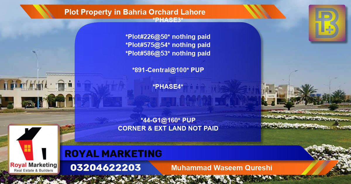 Residential Plot for Sale in Bahria Orchard, Lahore - (BP-73871)