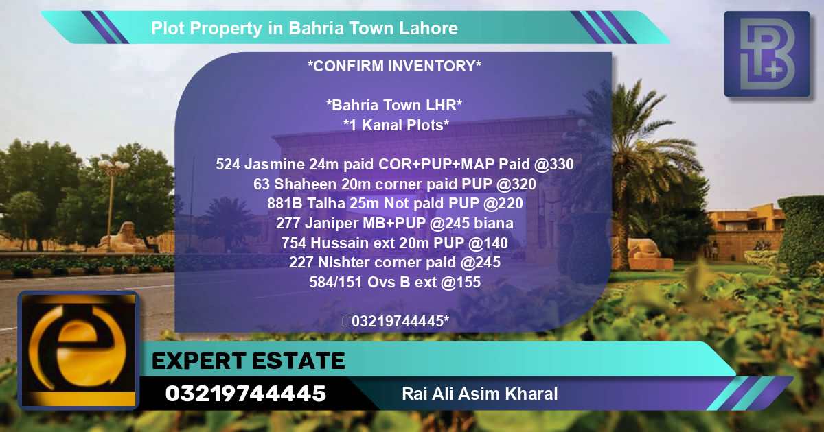 Residential Plot for Sale in Bahria Town, Lahore - (BP-73876)