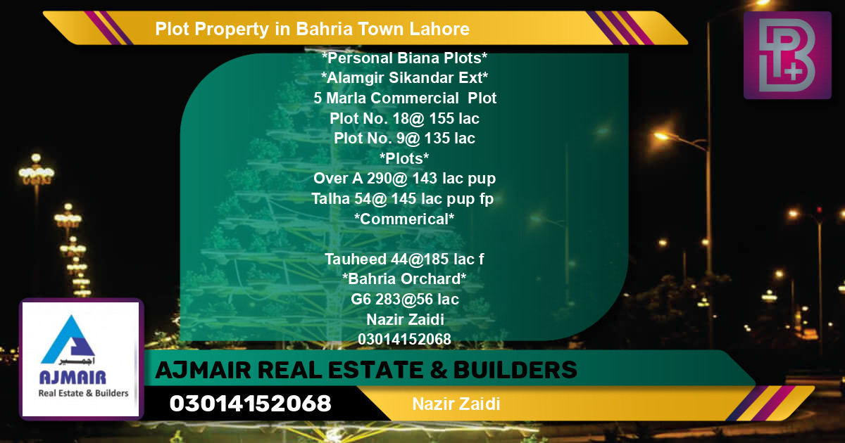 Commercial Plot for Sale in Bahria Town, Lahore - (BP-73909)
