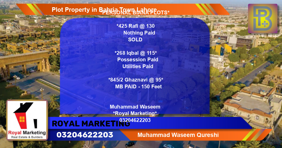 Residential Plot for Sale in Bahria Town, Lahore - (BP-73911)