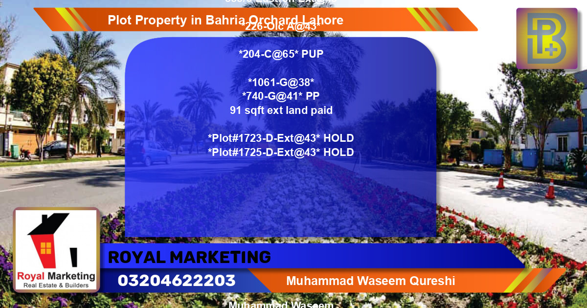 Residential Plot for Sale in Bahria Orchard, Lahore - (BP-73919)