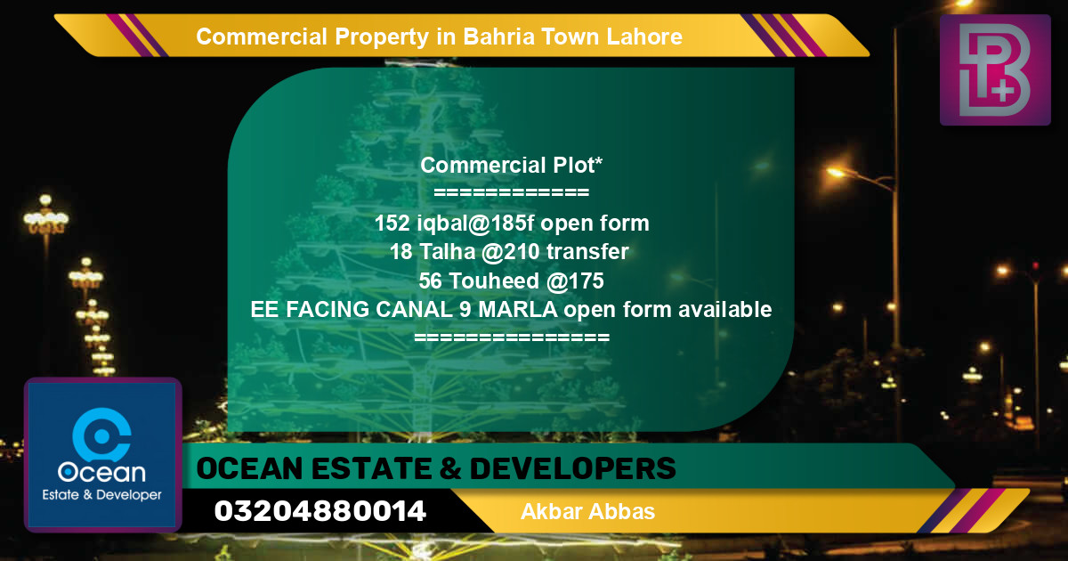 Commercial Property for Sale in Bahria Town, Lahore - (BP-73921)