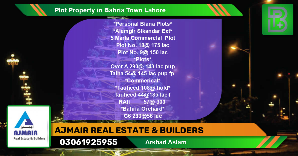 Commercial Plot for Sale in Bahria Town, Lahore - (BP-73935)