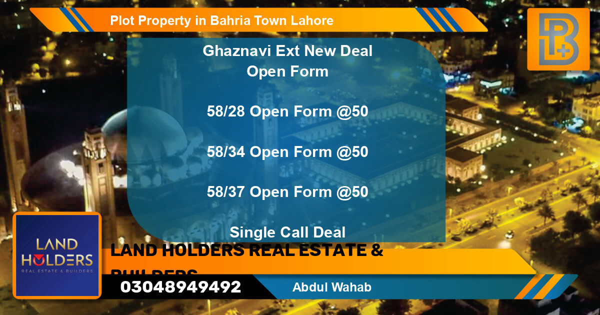 Residential Plot for Sale in Sector F - Ghaznavi Commercial -  Bahria Town, Lahore - (BP-73968)
