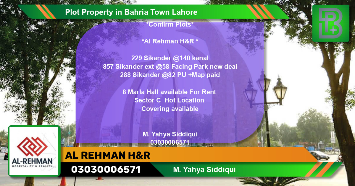 Residential Plot for Sale in Bahria Town, Lahore - (BP-73971)
