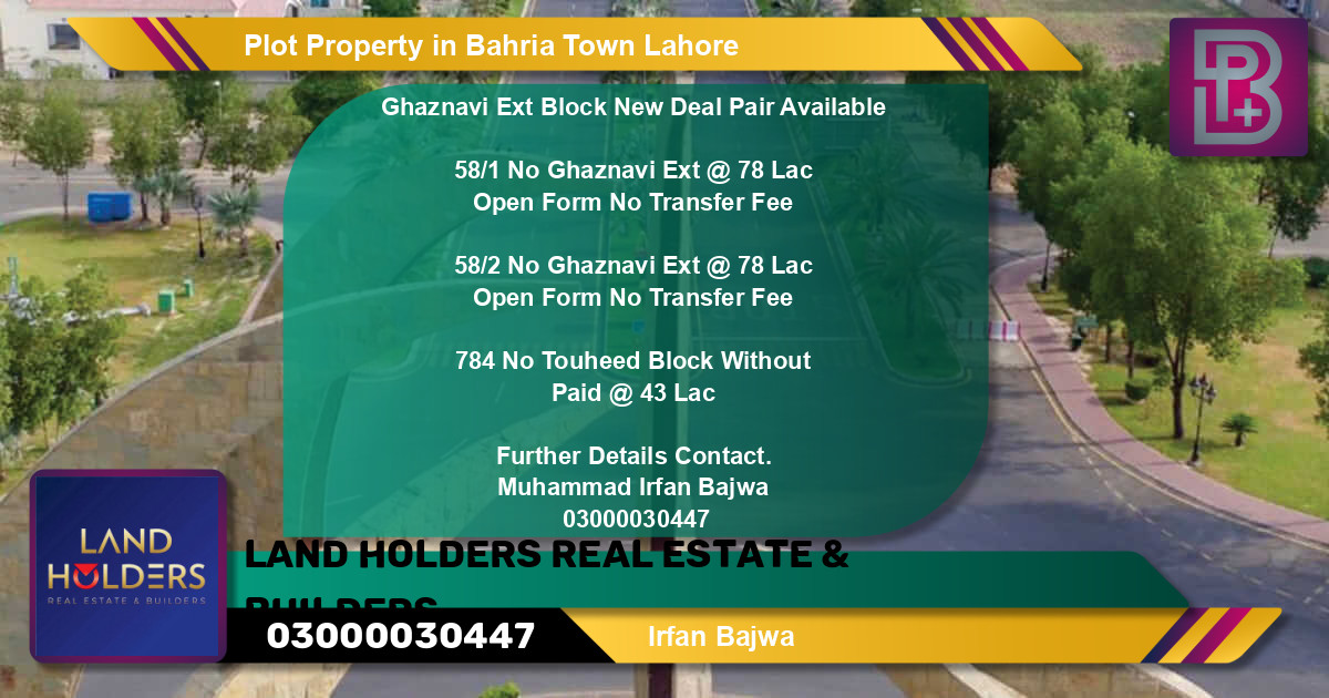 Residential Plot for Sale in Bahria Town, Lahore - (BP-73978)