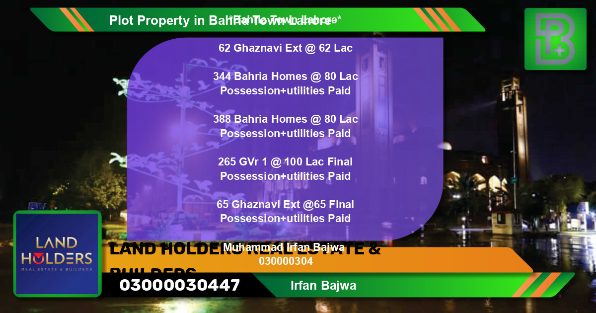 Residential Plot for Sale in Bahria Town, Lahore - (BP-73979)
