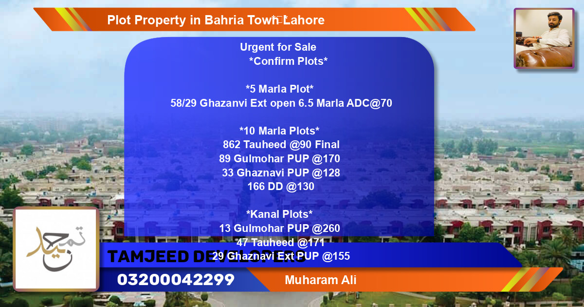 Residential Plot for Sale in Bahria Town, Lahore - (BP-74008)