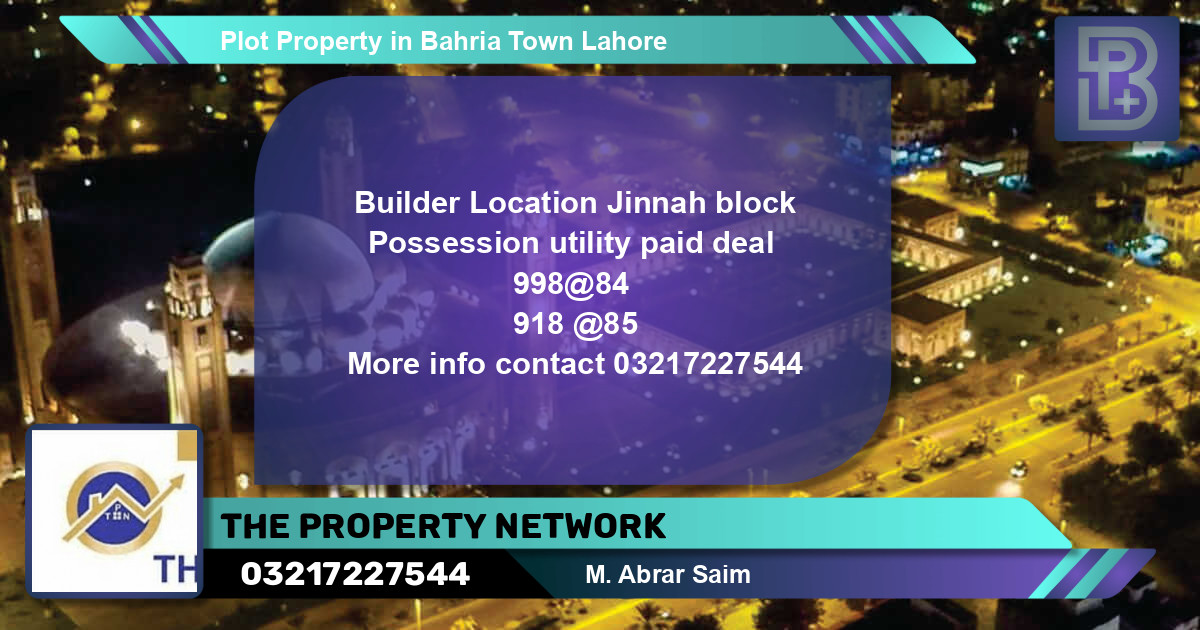 Residential Plot for Sale in Bahria Town, Lahore - (BP-74050)